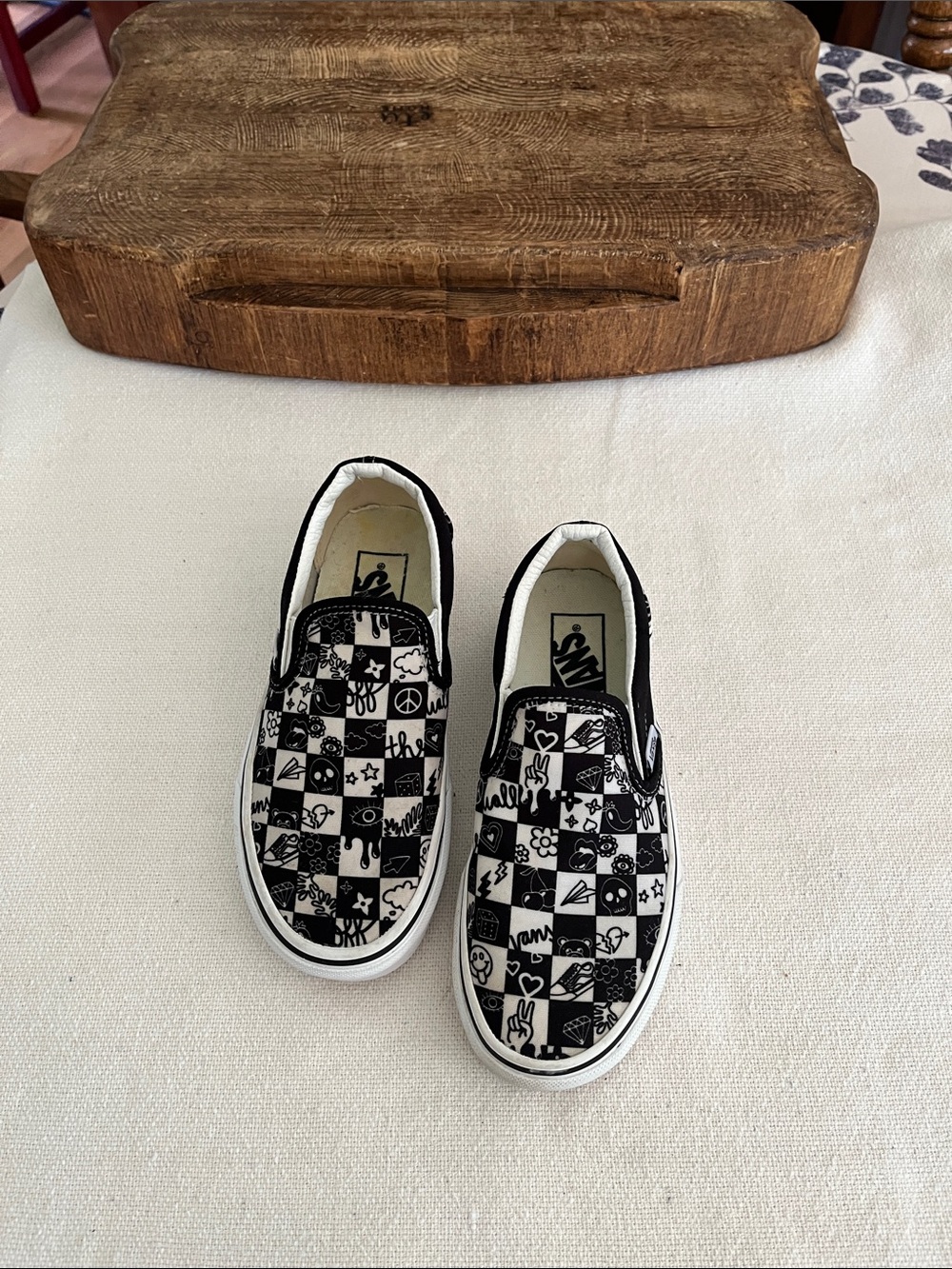 Vans Kids Black and White Checkerboard Slip-On Sneakers